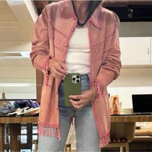 Dress Barn Mauve Leather Jacket with Lace Details